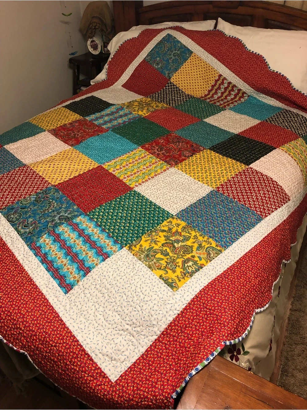 HAND PIECED  - ONE OF A KIND  Multicolor Patchwork Quilt
